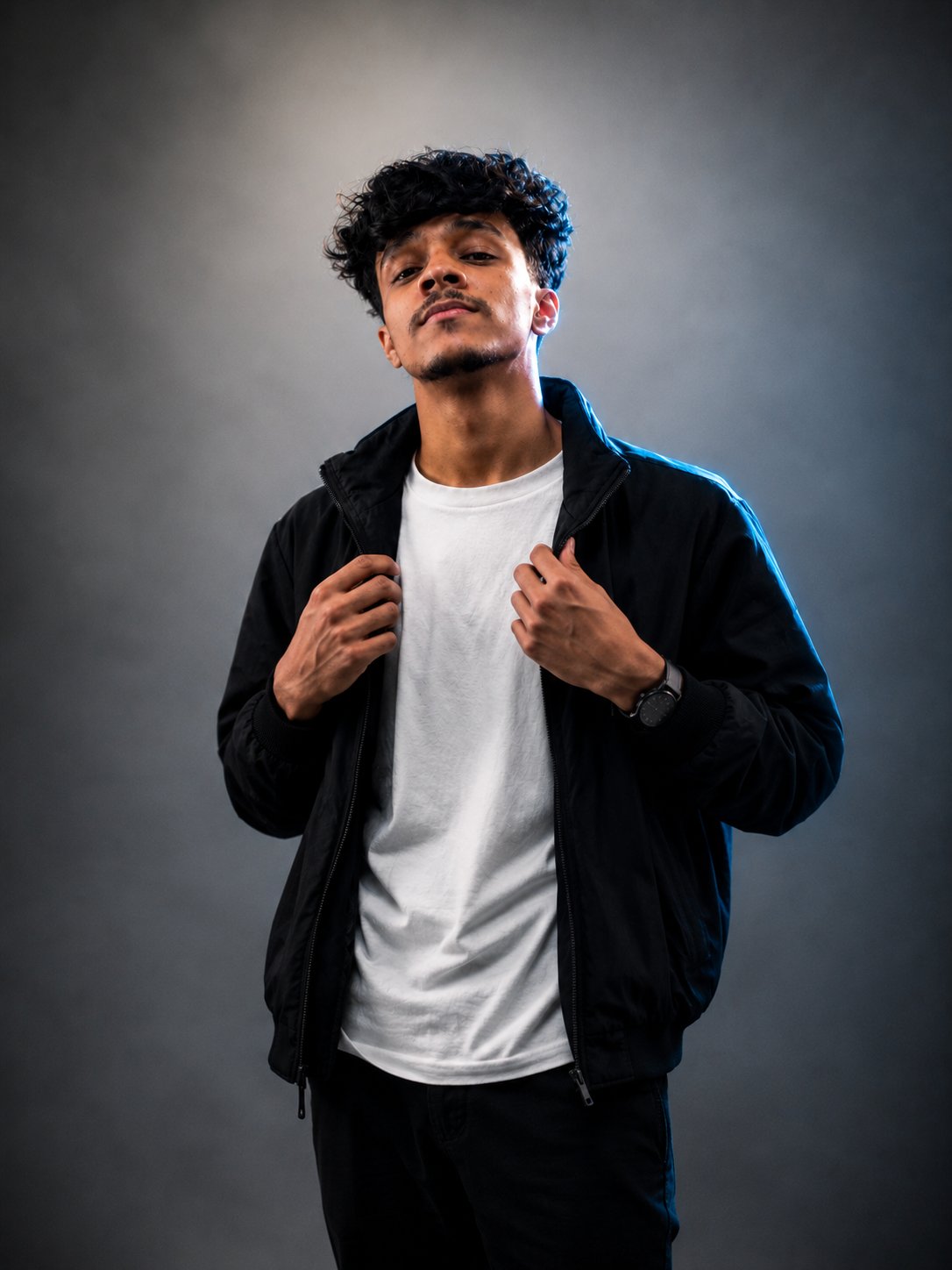 DJ S33K3R in a studio portrait